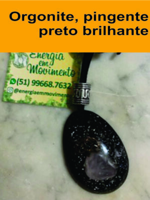 Orgonite Pingente preto brilhante