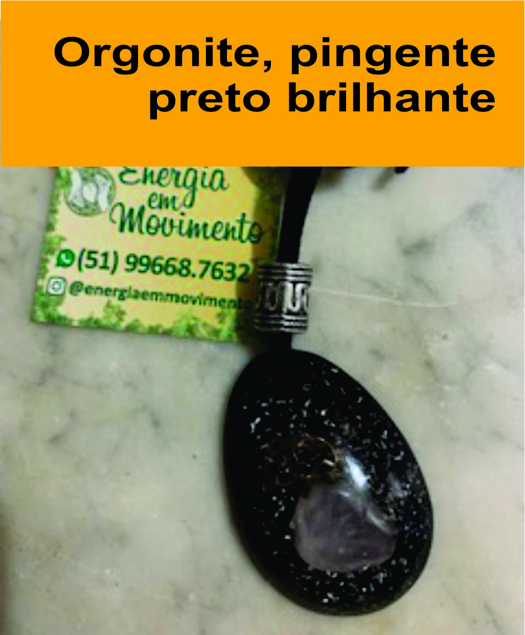 Orgonite Pingente preto brilhante