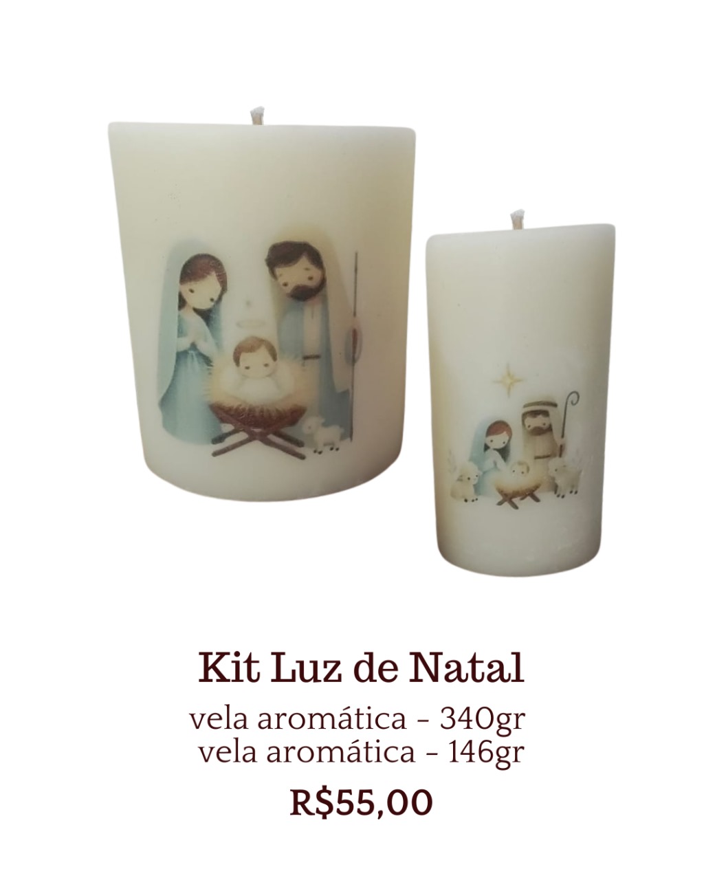 Kit Luz de Natal com 2 velas - 340g e 146g