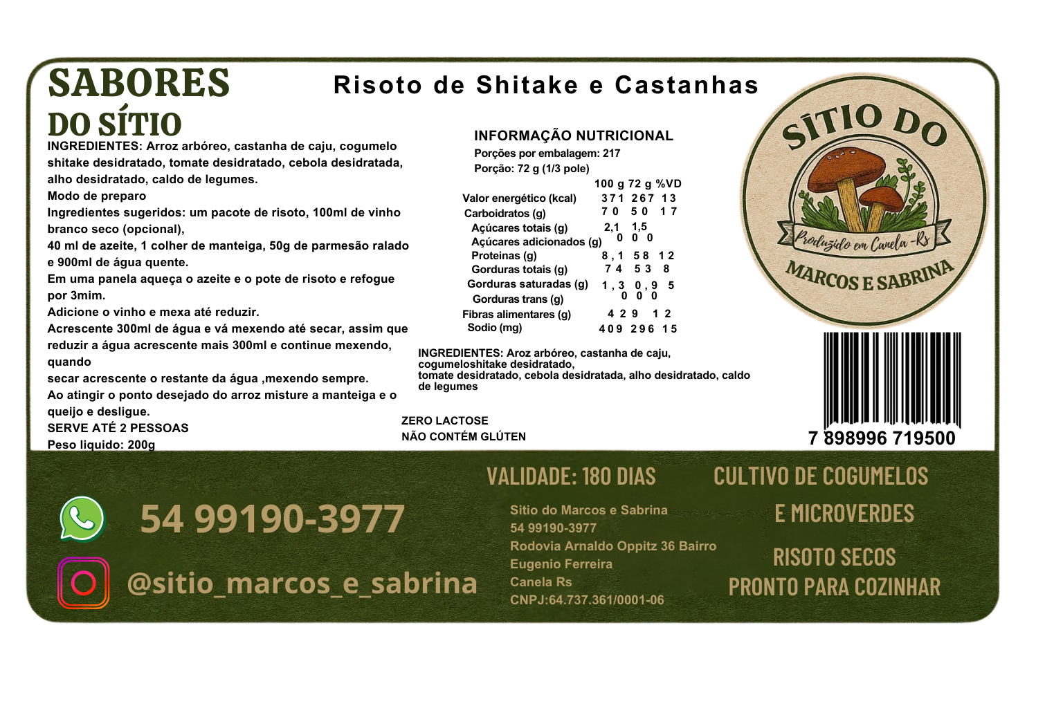 Rótulos 2 - 4 Risoto de shitake com castanhas
